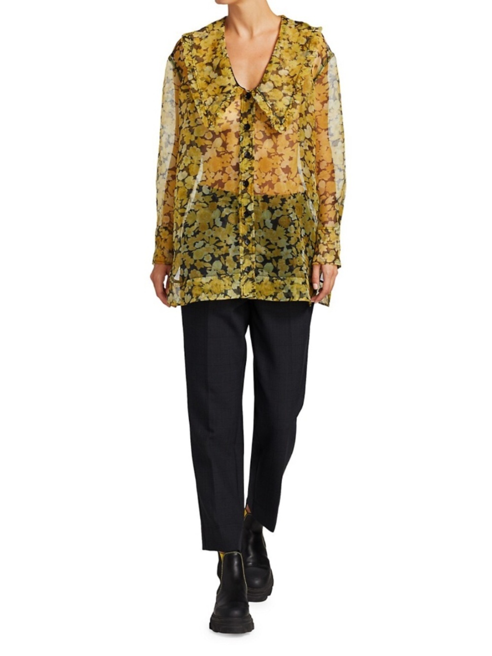 NEW Ganni Organza Oversized Shirt Flan 34